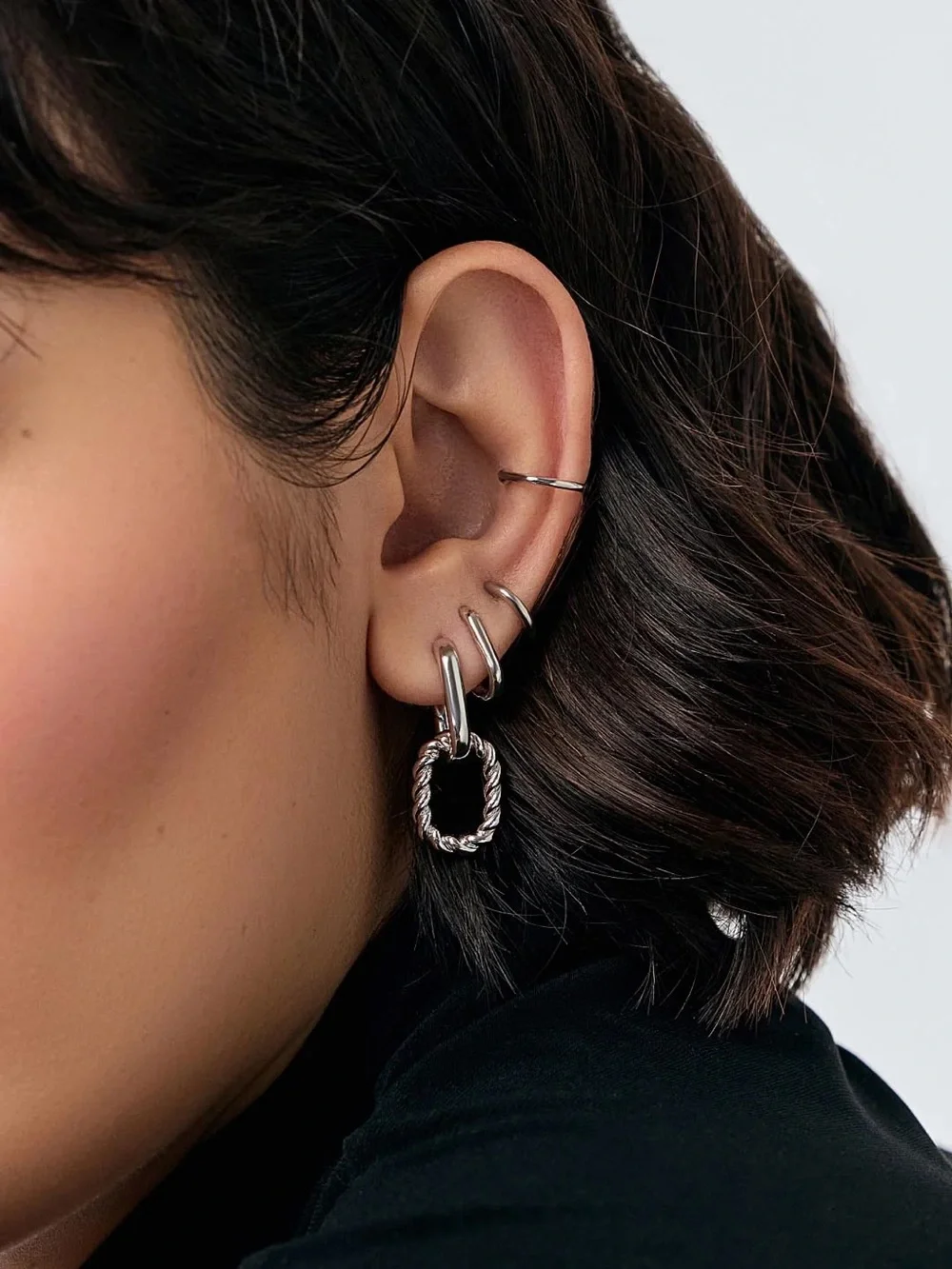 Ana Luisa ash double silver hoop earrings